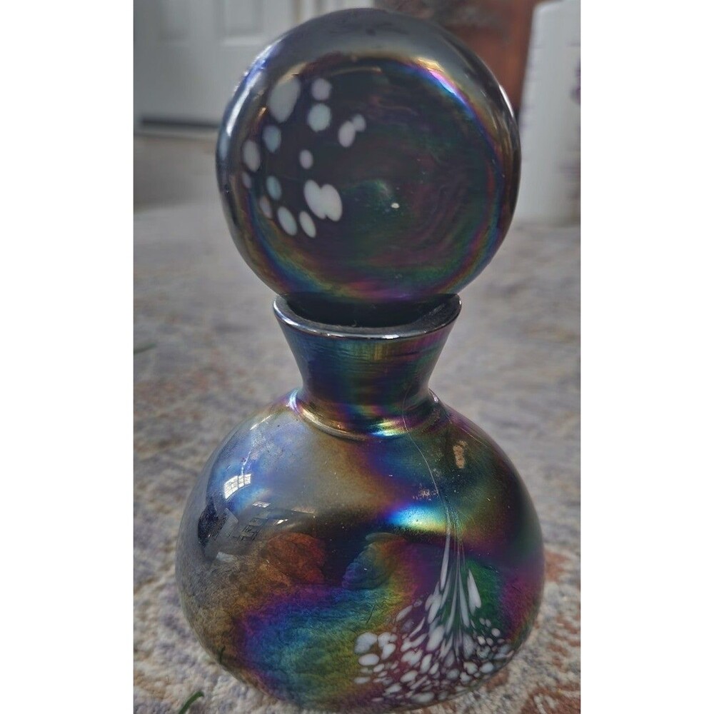 Vintage Irice Irredescent Perfume Bottle with Stopper
